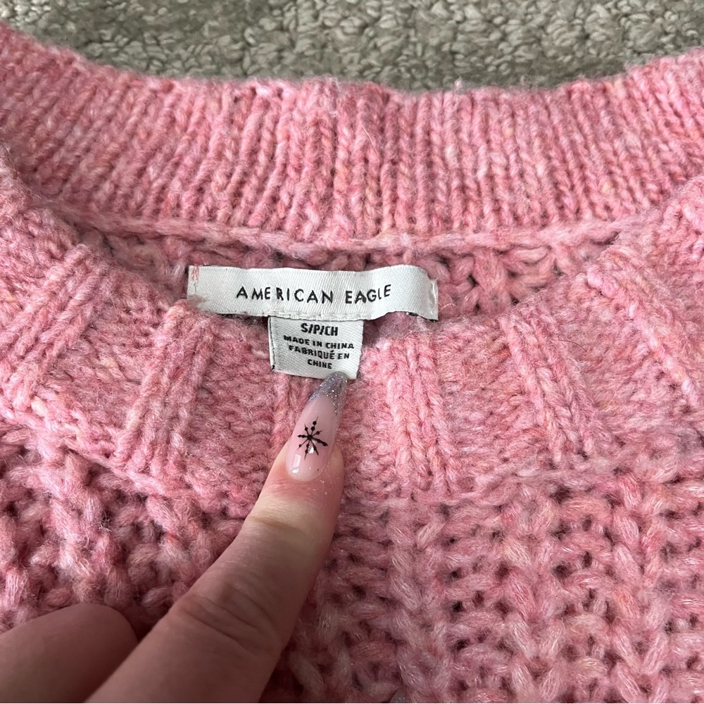 EUC Women's American Eagle Knit Sweater size Small Petite in Pink - Picture 4 of 4